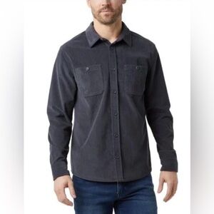 NWT 32 Degrees Men’s Corduroy Spread Collar Chest Pocket Button-Up Shirt Blue S